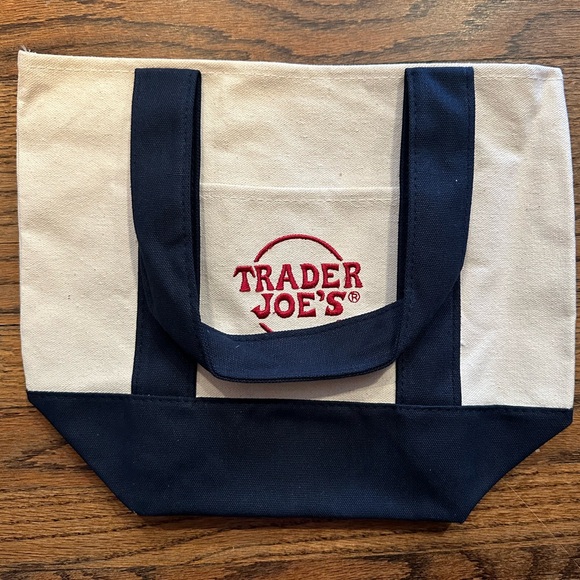 Trader Joe’s Mini Canvas Tote Bag - BLUE. NWT - Picture 4 of 7